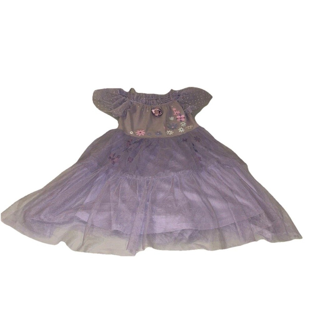 Disneys Encanto Girls Size 6 Purple Dress Lace Puff Sleeves
